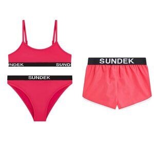 SUNDEK Girl BANDEAU TOP WITH FIXED BOTTOM + MINI LULIN SHORT SEA SHORTS